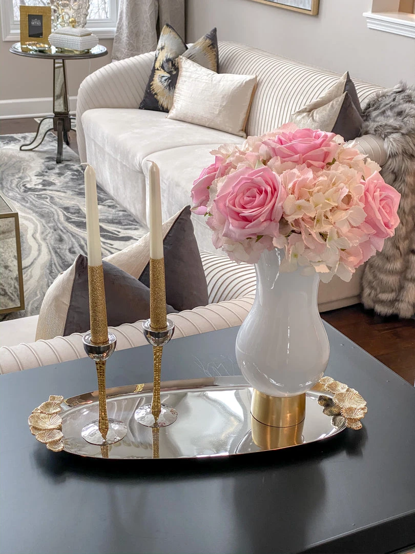 Inspire Me! Home Decor White Glass Vase With Gold Metal Base 6 Inspire Me! Home Decor White Glass Vase With Gold Metal Base