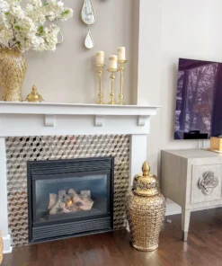 Inspire Me! Home Decor Ginger Jars Extra-Oversized Gold Pierced Patterned Floor Ginger Jar