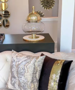 Inspire Me! Home Decor Oversized Round Apothecary Jar W/ Gold Hammered Lid