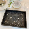 Inspire Me! Home Decor Black Wood Trays With Detailed Interior (Set Of 3) 2 Inspire Me! Home Decor Black Wood Trays With Detailed Interior (Set Of 3)