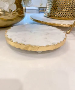 Inspire Me! Home Decor Marble Trivet With Textured Gold Edge
