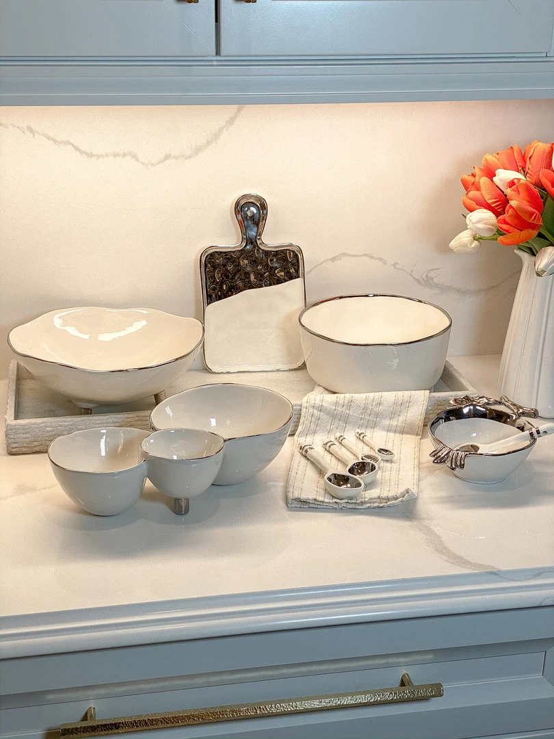 Inspire Me! Home Decor Silver And White 3 Section Serving Bowls 5 Inspire Me! Home Decor Silver And White 3 Section Serving Bowls