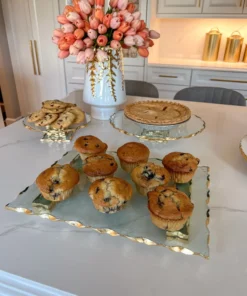 Inspire Me! Home Decor Stacked Glass Cake Stand With Textured Gold Rim (2 Sizes ) 22 Inspire Me! Home Decor Stacked Glass Cake Stand With Textured Gold Rim (2 Sizes )