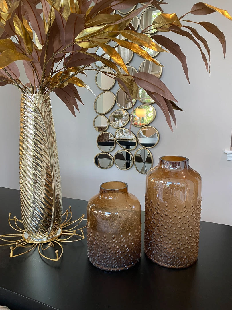 Inspire Me! Home Decor Amber Glass Textured Vase (2 Sizes) 3 Inspire Me! Home Decor Amber Glass Textured Vase (2 Sizes)