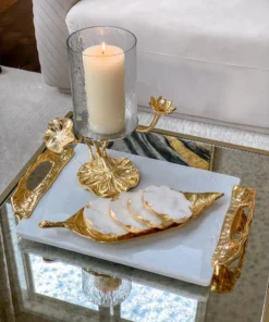 Inspire Me! Home Decor Marble Tray With Gold Lava Handles 15 Inspire Me! Home Decor Marble Tray With Gold Lava Handles