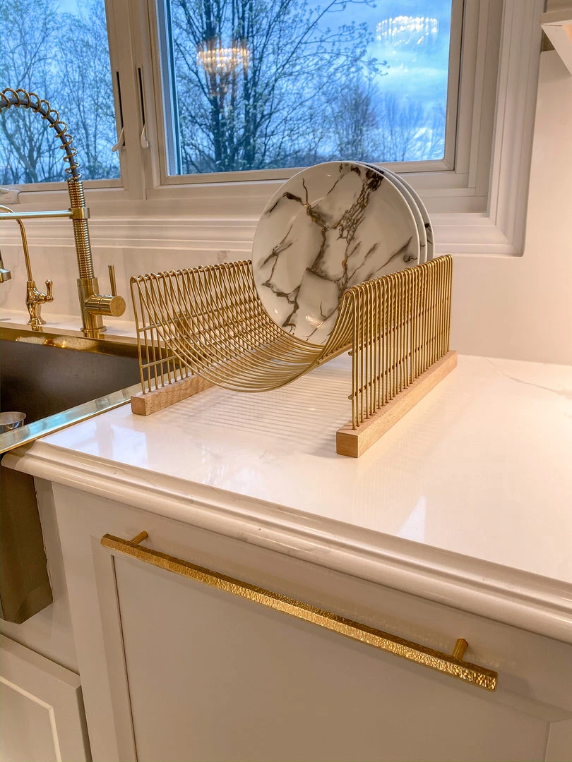 Inspire Me! Home Decor Gold Metal And Mango Wood Dish Drying Rack 3 Inspire Me! Home Decor Gold Metal And Mango Wood Dish Drying Rack