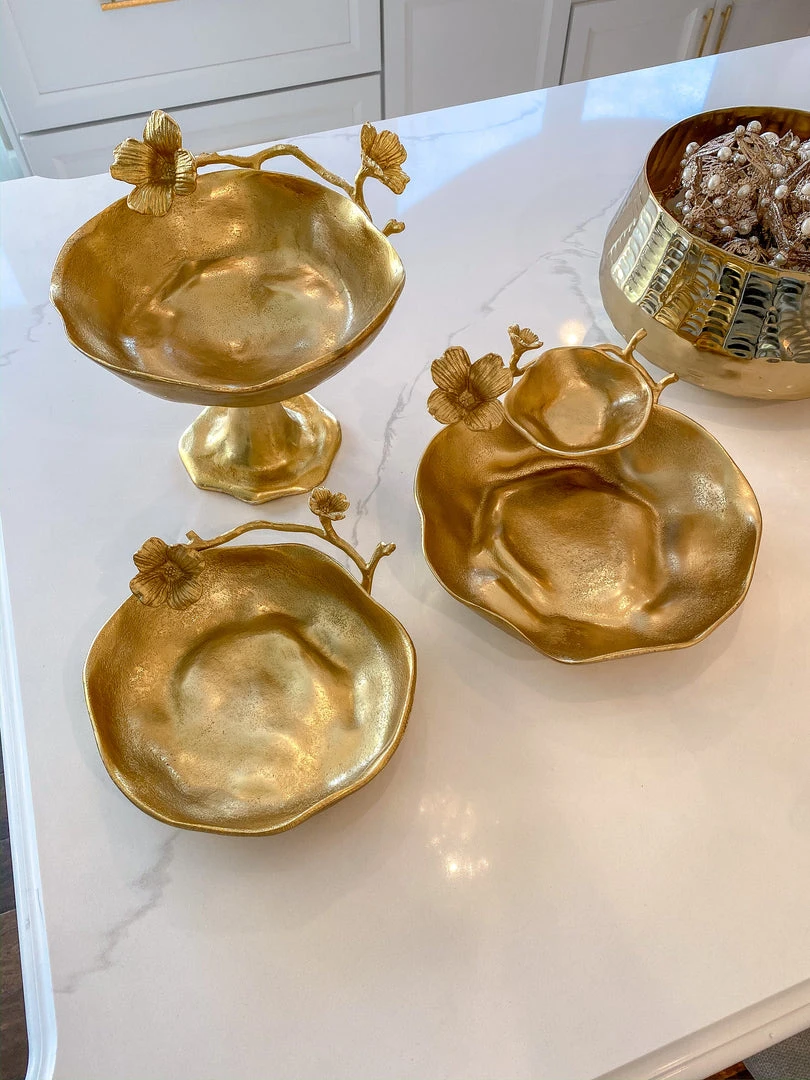 Inspire Me! Home Decor Gold Floral Bowl On Pedestal 8 Inspire Me! Home Decor Gold Floral Bowl On Pedestal
