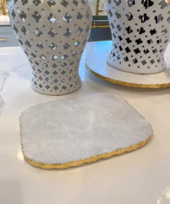 Inspire Me! Home Decor Metallic Trim Marble Trivet (2 Colors)