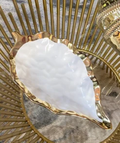 Inspire Me! Home Decor Porcelain Leaf Bowl With Gold Edge 9 Inspire Me! Home Decor Porcelain Leaf Bowl With Gold Edge