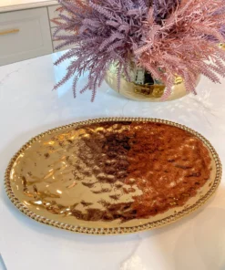 Inspire Me! Home Decor Gold Oval Beaded Platter