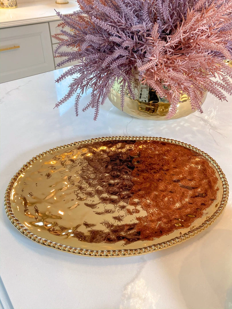 Inspire Me! Home Decor Gold Oval Beaded Platter 3 Inspire Me! Home Decor Gold Oval Beaded Platter