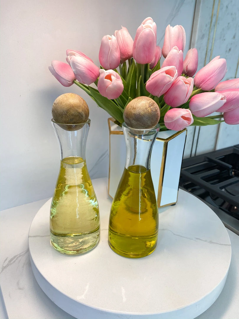 Inspire Me! Home Decor Glass Oil And Vinegar Dispensers With Wooden Stoppers (Set Of 2) KITCHEN 4 Inspire Me! Home Decor Glass Oil And Vinegar Dispensers With Wooden Stoppers (Set Of 2) KITCHEN