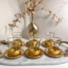 Inspire Me! Home Decor Glass Teacup Set With Gold Hammered Texture (Set Of 6) 2 Inspire Me! Home Decor Glass Teacup Set With Gold Hammered Texture (Set Of 6)