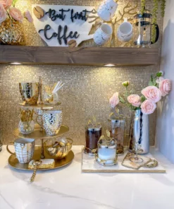 Inspire Me! Home Decor Gold Edged Marble Tray 8 Inspire Me! Home Decor Gold Edged Marble Tray