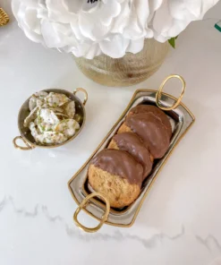 Inspire Me! Home Decor Silver Metal Tray With Open Gold Handles