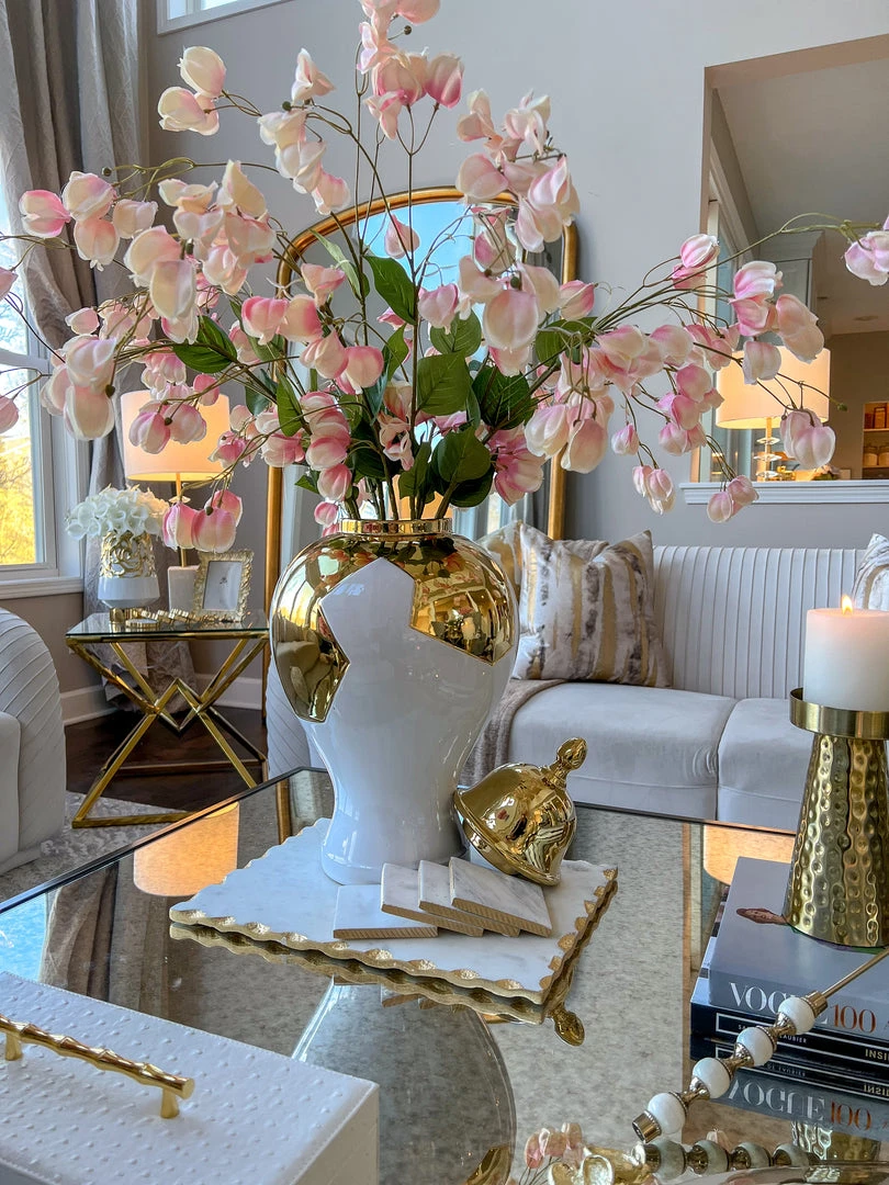 Inspire Me! Home Decor Gold Geometric White And Gold Ginger Jar (3 Sizes) 9 Inspire Me! Home Decor Gold Geometric White And Gold Ginger Jar (3 Sizes)