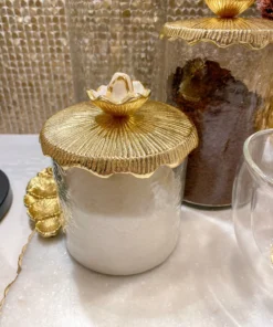 Inspire Me! Home Decor Glass Canister With Metal Floral Lid (3 Sizes) (2 Colors) 13 Inspire Me! Home Decor Glass Canister With Metal Floral Lid (3 Sizes) (2 Colors)