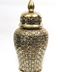 Inspire Me! Home Decor Ginger Jars Extra-Oversized Gold Pierced Patterned Floor Ginger Jar