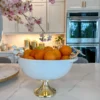 Inspire Me! Home Decor White Porcelain Bowl With White Jeweled Flower Details