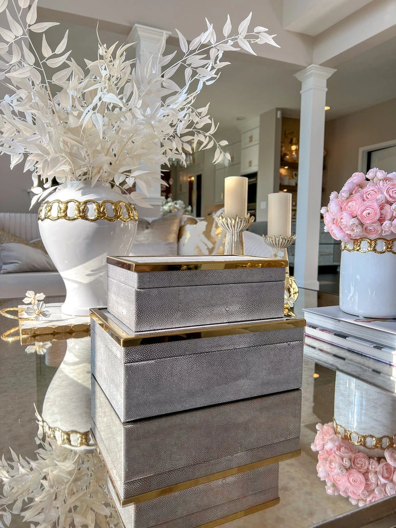 Inspire Me! Home Decor Faux Leather Box Set With Gold Edge Detail (Set Of 2) 6 Inspire Me! Home Decor Faux Leather Box Set With Gold Edge Detail (Set Of 2)