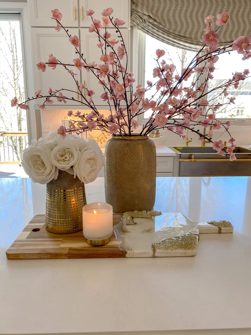 Inspire Me! Home Decor Grey Tapered Vase W/ Gold Design 4 Inspire Me! Home Decor Grey Tapered Vase W/ Gold Design