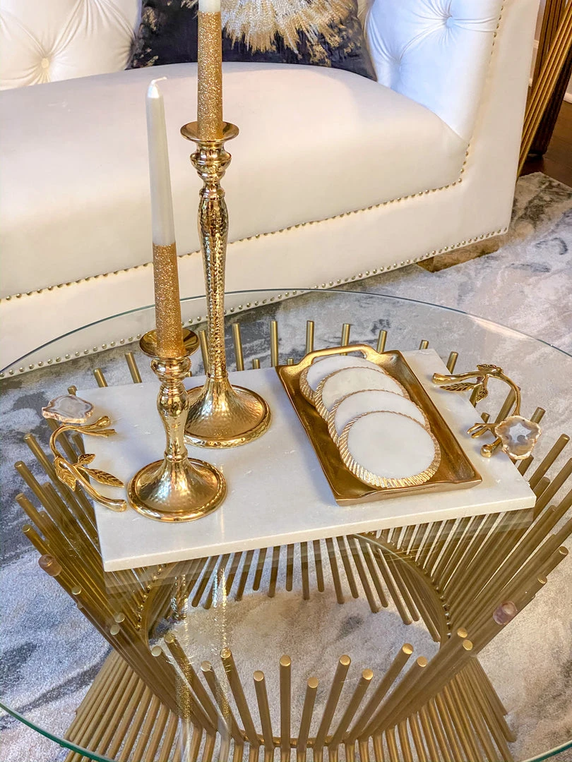 Inspire Me! Home Decor Marble Tray With Gold Agate Handles 5 Inspire Me! Home Decor Marble Tray With Gold Agate Handles