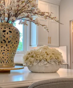 Inspire Me! Home Decor White Floral Ceramic Bowl