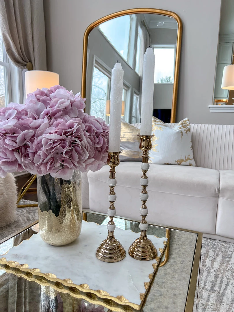 Inspire Me! Home Decor White And Gold Candleholders (2 Sizes) 8 Inspire Me! Home Decor White And Gold Candleholders (2 Sizes)