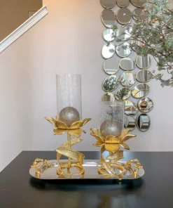 Inspire Me! Home Decor Gold Orb Candle With Gold Shimmer Finish