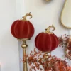Inspire Me! Home Decor Burnt Orange Velvet Decorative Pumpkin With Gold Stem