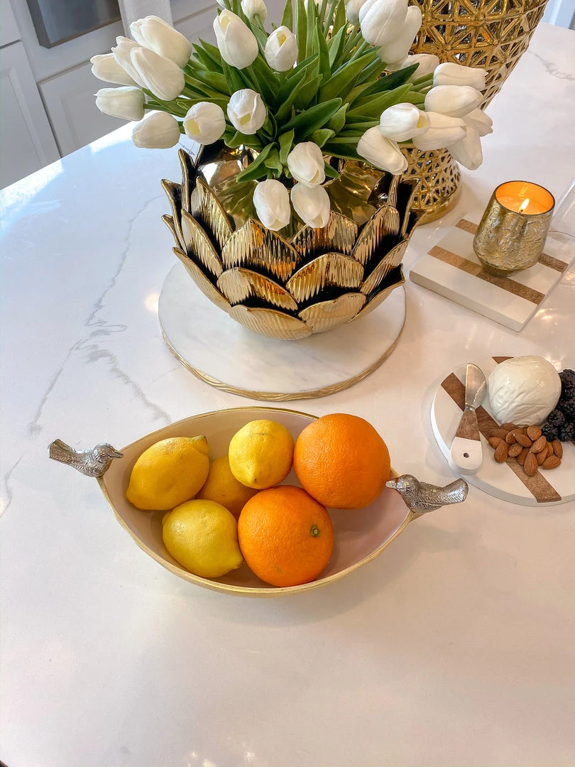 Inspire Me! Home Decor Gold Metal Bird Bowl With White Enameled 5 Inspire Me! Home Decor Gold Metal Bird Bowl With White Enameled