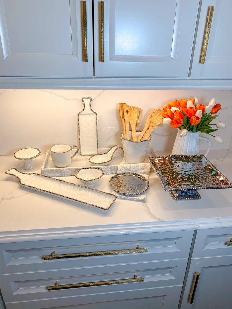 Inspire Me! Home Decor Long Silver And White Beaded Tray 6 Inspire Me! Home Decor Long Silver And White Beaded Tray