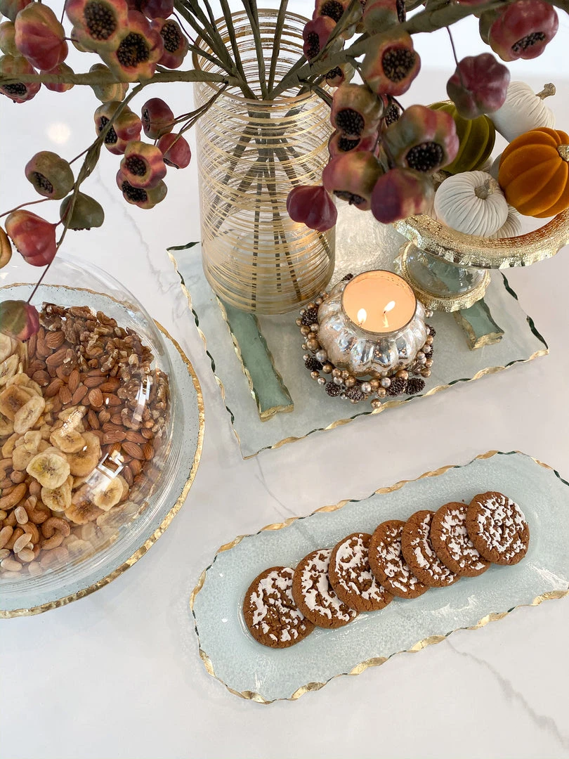 Inspire Me! Home Decor Glass Oval Tray With Hammered Gold Edge 3 Inspire Me! Home Decor Glass Oval Tray With Hammered Gold Edge