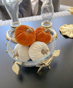Inspire Me! Home Decor Mini Cream Velvet Decorative Pumpkin