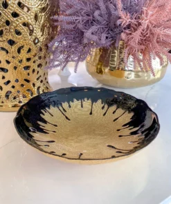 Inspire Me! Home Decor Black Dipped Large Gold Bowl