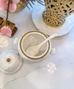 Inspire Me! Home Decor Gold And White Beaded Soup Tureen & Ladle 8 Inspire Me! Home Decor Gold And White Beaded Soup Tureen & Ladle