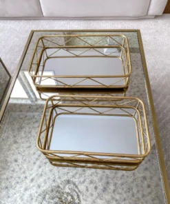 Inspire Me! Home Decor Set Of 2 Gold Mirrored Trays 10 Inspire Me! Home Decor Set Of 2 Gold Mirrored Trays