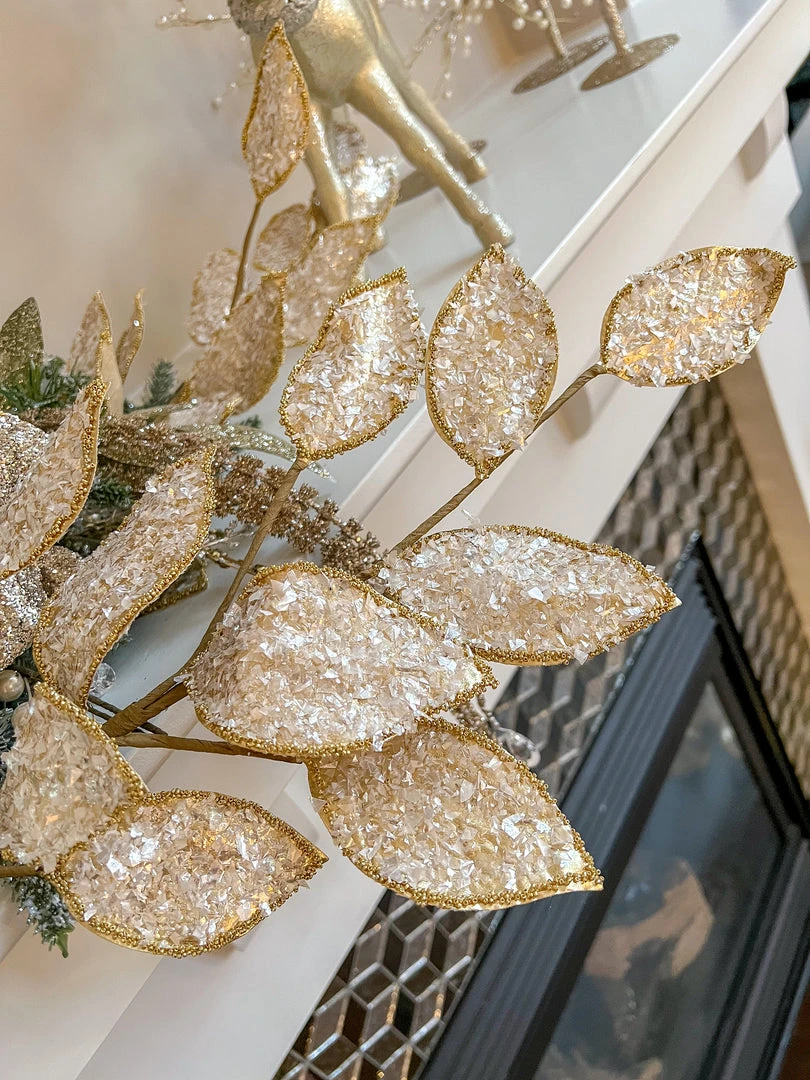 Inspire Me! Home Decor Crystal Glitter And Beaded Edge Leaf Spray 5 Inspire Me! Home Decor Crystal Glitter And Beaded Edge Leaf Spray