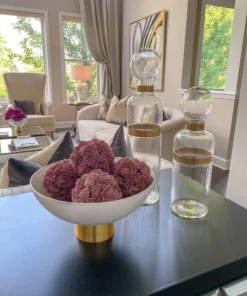 Inspire Me! Home Decor Large White Glass Gold Footed Bowl