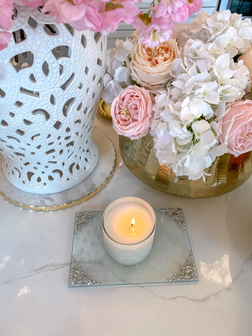 Inspire Me! Home Decor Glass Tray W/ Silver Corner Details And Swarovski Crystals 5 Inspire Me! Home Decor Glass Tray W/ Silver Corner Details And Swarovski Crystals