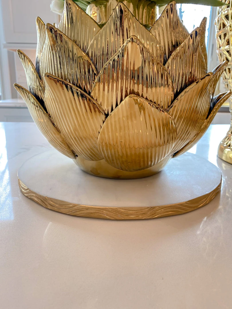 Inspire Me! Home Decor Gold Edged Round Marble Tray 3 Inspire Me! Home Decor Gold Edged Round Marble Tray