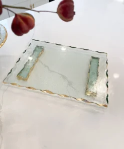 Inspire Me! Home Decor Glass Tray With Hammered Gold Edge