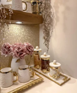 Inspire Me! Home Decor Glass Canister With Gold Detail And Marble Lid (3 Sizes)