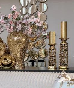 Inspire Me! Home Decor Gold Candle Holder With Dimensional Cut Out Design (2 Sizes) 18 Inspire Me! Home Decor Gold Candle Holder With Dimensional Cut Out Design (2 Sizes)