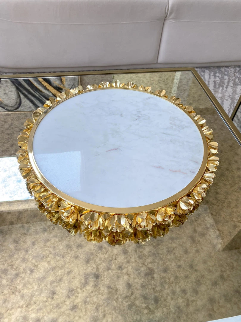 Inspire Me! Home Decor Round Marble Tray With Gold Floral Edge 3 Inspire Me! Home Decor Round Marble Tray With Gold Floral Edge