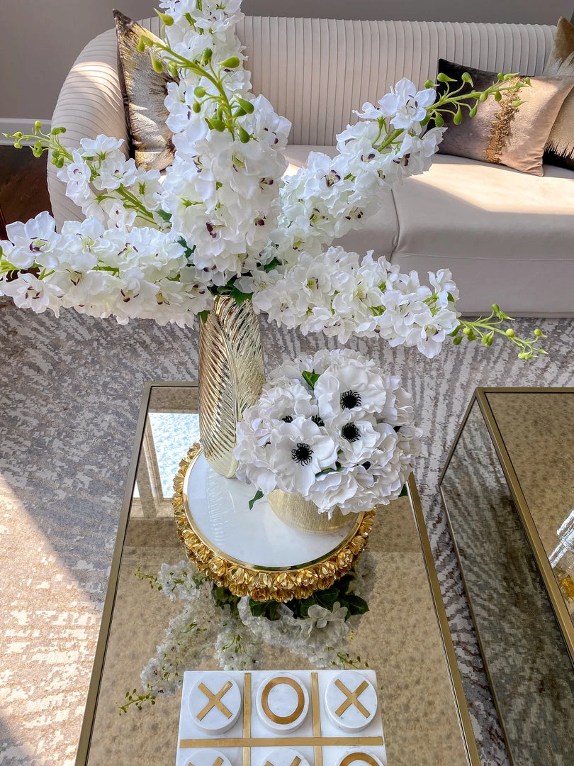 Inspire Me! Home Decor Round Marble Tray With Gold Floral Edge 7 Inspire Me! Home Decor Round Marble Tray With Gold Floral Edge