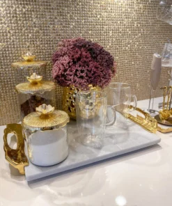 Inspire Me! Home Decor Glass Canister With Metal Floral Lid (3 Sizes) (2 Colors) 12 Inspire Me! Home Decor Glass Canister With Metal Floral Lid (3 Sizes) (2 Colors)