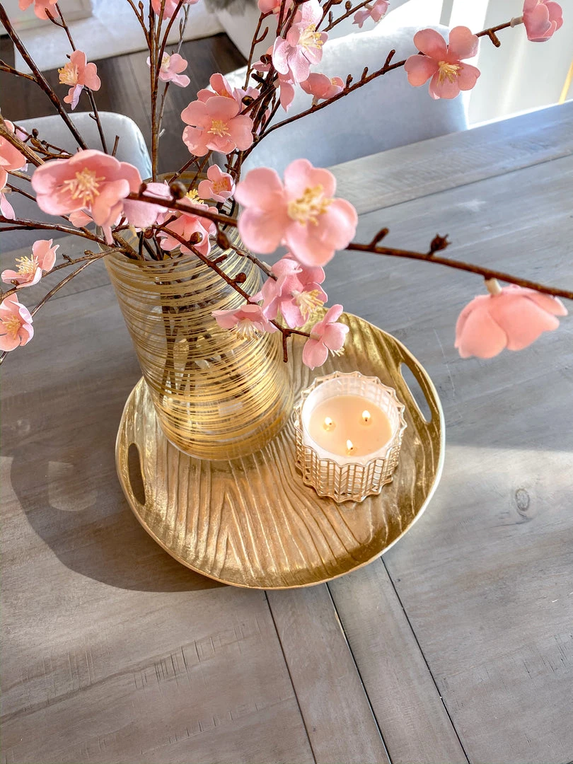 Inspire Me! Home Decor Gold Metal Wood Pattern Round Tray 3 Inspire Me! Home Decor Gold Metal Wood Pattern Round Tray