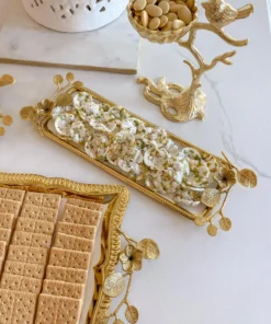 Inspire Me! Home Decor Rectangle Gold Floral Tray With White Enamel Interior