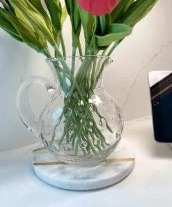 Inspire Me! Home Decor Round Marble Tray With Asymmetrical Inlay (2 Sizes)